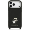 Karl Lagerfeld Saffiano Karl&Choupette Metal Pin CBDY Strap vāciņš ar siksnu Apple iPhone 18 Pro / 17 Pro, melns