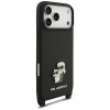 Karl Lagerfeld Saffiano Karl&Choupette Metal Pin CBDY Strap vāciņš ar siksnu Apple iPhone 18 Pro / 17 Pro, melns
