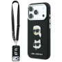 Karl Lagerfeld Saffiano Karl&Choupette Heads Pins Strap Logo vāciņš Apple iPhone 18 Pro / 17 Pro, melns