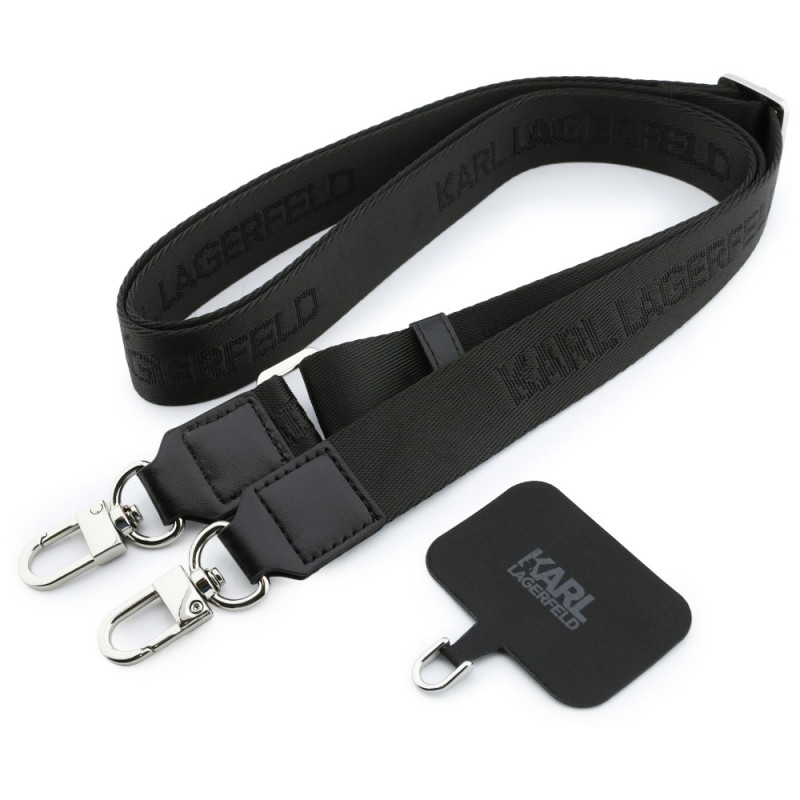 Karl Lagerfeld Saffiano Karl&Choupette Heads Pins Strap Logo vāciņš Apple iPhone 18 Pro / 17 Pro, melns