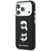Karl Lagerfeld Saffiano Karl&Choupette Heads Pins Strap Logo vāciņš Apple iPhone 18 Pro / 17 Pro, melns