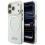 Guess IML Script Metal MagSafe vāciņš Apple iPhone 18 Pro / 17 Pro, caurspīdīgs