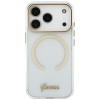 Guess IML Script Metal MagSafe vāciņš Apple iPhone 18 Pro / 17 Pro, caurspīdīgs