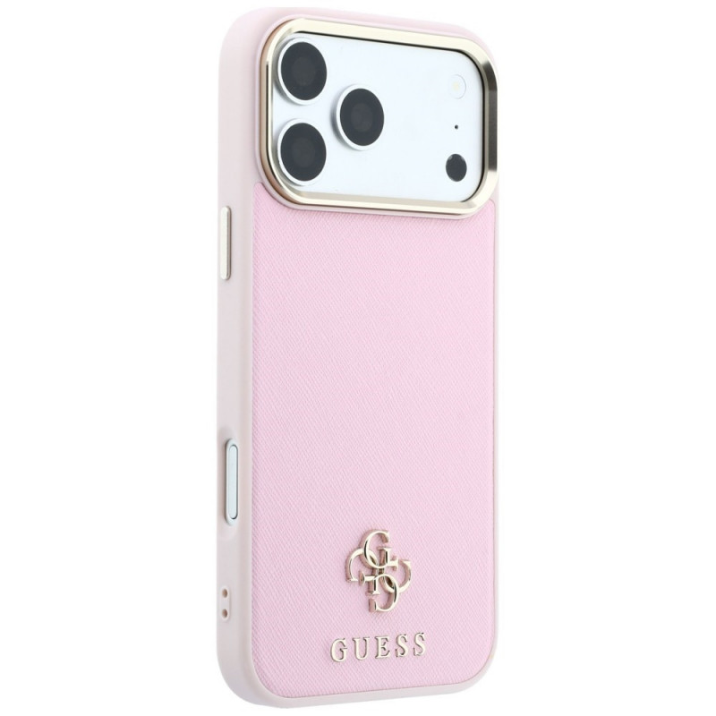 Guess Saffiano Small 4G & Classic Logo MagSafe vāciņš Apple iPhone 18 Pro / 17 Pro, rozā