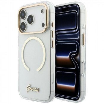 Guess IML Script Metal MagSafe vāciņš Apple iPhone 18 Pro Max / 17 Pro Max, caurspīdīgs