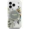 Guess IML Flower & Tonal Circle MagSafe vāciņš Apple iPhone 18 Pro / 17 Pro, zaļš