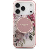 Guess IML Flower & Tonal Circle MagSafe vāciņš Apple iPhone 18 Pro / 17 Pro, rozā