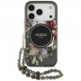 Guess IML Flowers Pearl Strap MagSafe vāciņš Apple iPhone 18 Pro / 17 Pro, melns