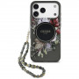 Guess IML Flowers Pearl Strap MagSafe vāciņš Apple iPhone 18 Pro Max / 17 Pro Max, melns