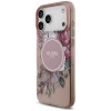 Guess IML Flowers Pearl Strap MagSafe vāciņš Apple iPhone 18 Pro / 17 Pro, rozā