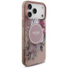 Guess IML Flowers Pearl Strap MagSafe vāciņš Apple iPhone 18 Pro / 17 Pro, rozā