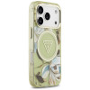 Guess IML Glitter Flowers Triangle MagSafe vāciņš Apple iPhone 18 Pro Max / 17 Pro Max, zaļš