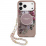 Guess IML Flowers Pearl Strap MagSafe vāciņš Apple iPhone 18 Pro Max / 17 Pro Max, rozā
