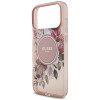 Guess IML Flowers Pearl Strap MagSafe vāciņš Apple iPhone 18 Pro Max / 17 Pro Max, rozā