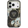 Guess IML Glitter Flowers Triangle MagSafe vāciņš Apple iPhone 18 Pro Max / 17 Pro Max, melns