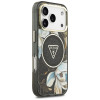 Guess IML Glitter Flowers Triangle MagSafe vāciņš Apple iPhone 18 Pro Max / 17 Pro Max, melns