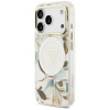 Guess IML Glitter Flowers Triangle MagSafe vāciņš Apple iPhone 18 Pro Max / 17 Pro Max, balts