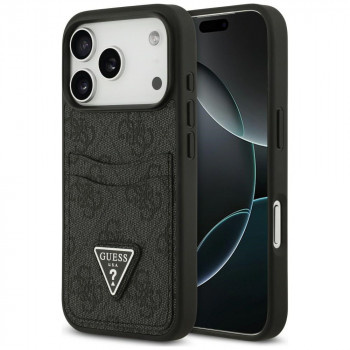 Guess 4G Double Card Triangle vāciņš ar divām kartēm Apple iPhone 18 Pro / 17 Pro, melns
