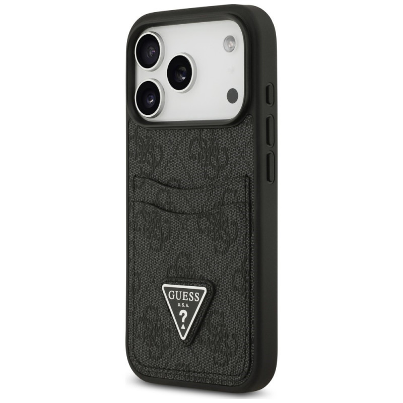 Guess 4G Double Card Triangle vāciņš ar divām kartēm Apple iPhone 18 Pro / 17 Pro, melns