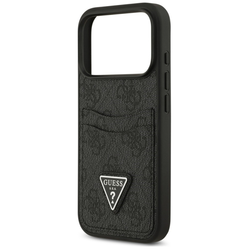 Guess 4G Double Card Triangle vāciņš ar divām kartēm Apple iPhone 18 Pro / 17 Pro, melns