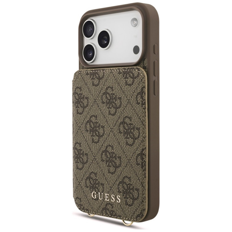 Guess 4G Cardslots & Magnetic Closure Crossbody vāciņš ar šķērssiksnu Apple iPhone 18 Pro Max / 17 Pro Max, brūns