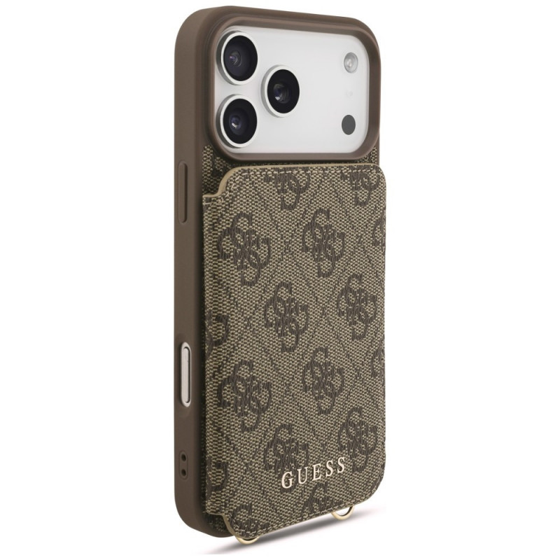 Guess 4G Cardslots & Magnetic Closure Crossbody vāciņš ar šķērssiksnu Apple iPhone 18 Pro Max / 17 Pro Max, brūns