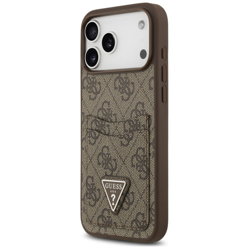 Guess 4G Double Card Triangle apvalks Apple iPhone 18 Pro Max / 17 Pro Max, brūns