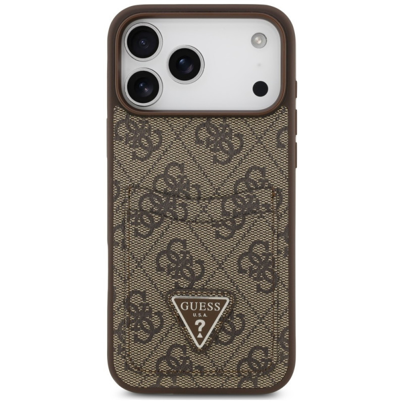 Guess 4G Double Card Triangle apvalks Apple iPhone 18 Pro Max / 17 Pro Max, brūns