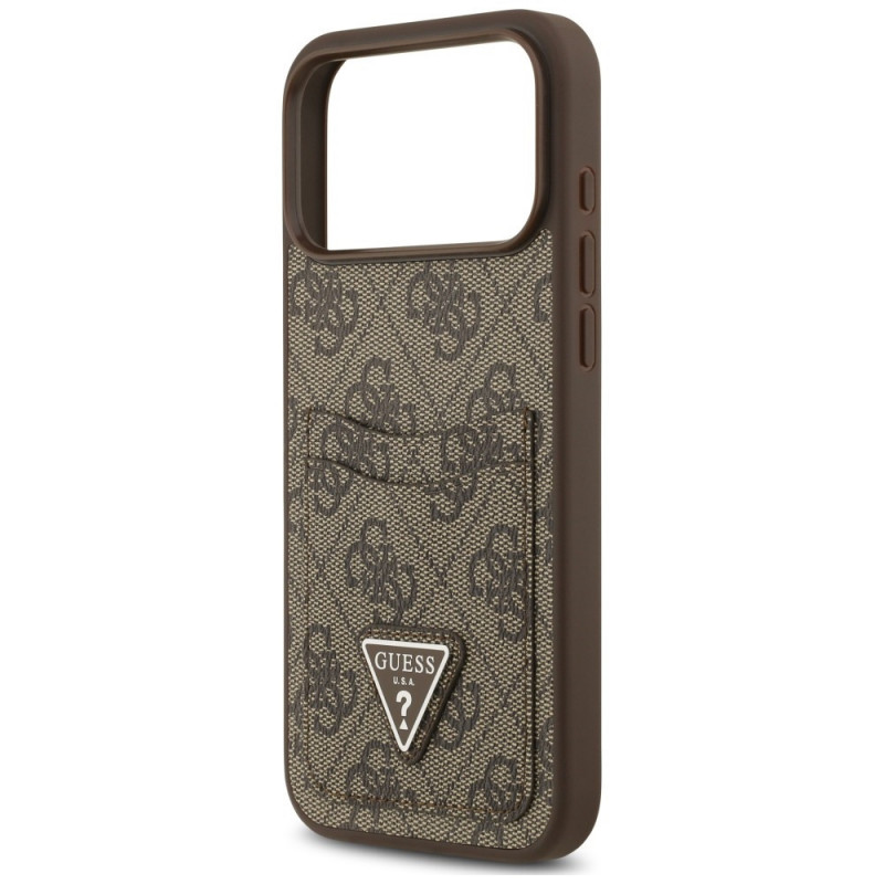 Guess 4G Double Card Triangle apvalks Apple iPhone 18 Pro Max / 17 Pro Max, brūns