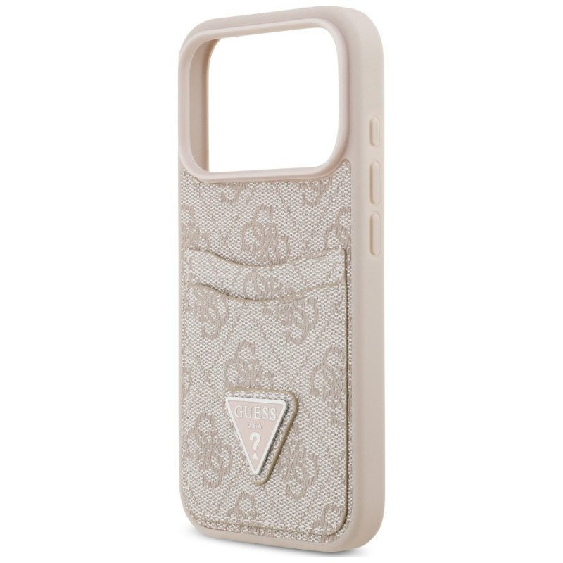 Guess 4G Double Card Triangle vāciņš ar divām kartēm Apple iPhone 18 Pro / 17 Pro, rozā