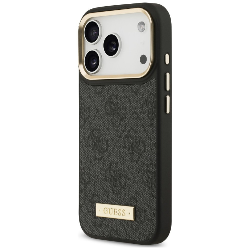 Guess 4G Logo Plate MagSafe vāciņš Apple iPhone 18 Pro Max / 17 Pro Max, melns