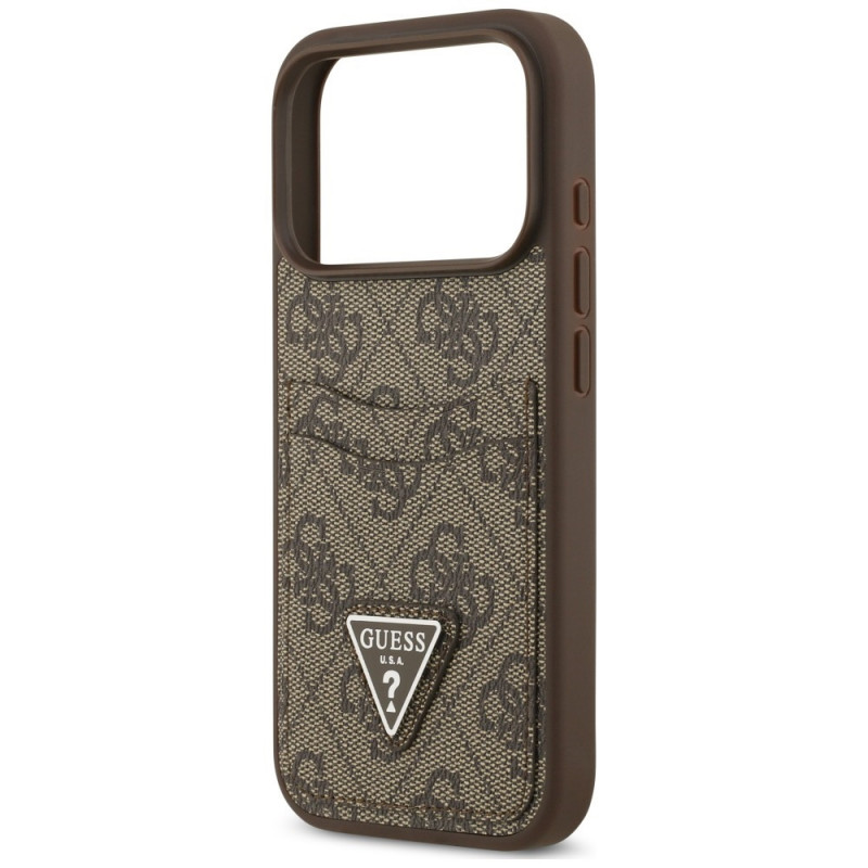 Guess 4G Double Card Triangle vāciņš Apple iPhone 18 Pro / 17 Pro, brūns