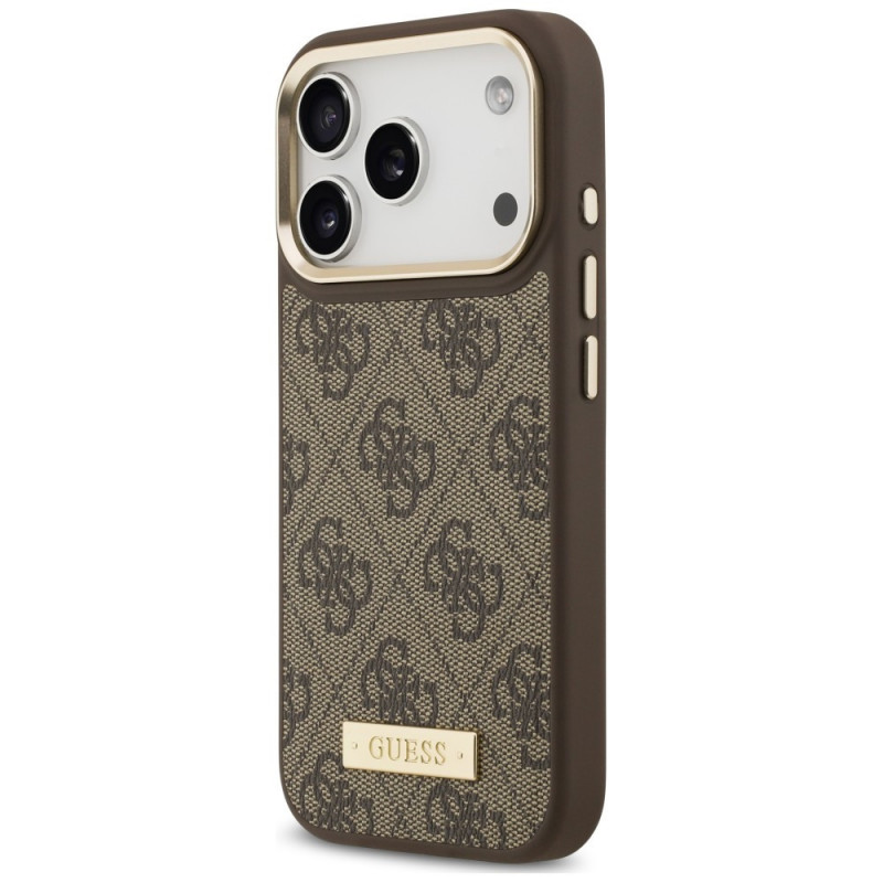 Guess 4G Logo Plate MagSafe vāciņš Apple iPhone 18 Pro Max / 17 Pro Max, brūns
