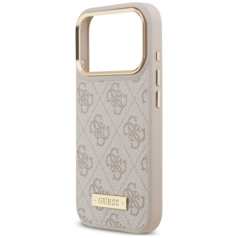 Guess 4G Logo Plate MagSafe apvalks Apple iPhone 18 Pro / 17 Pro, rozā