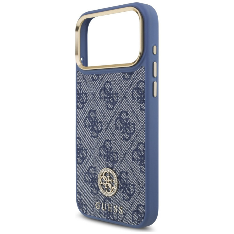 Guess 4G Strass Logo MagSafe vāciņš Apple iPhone 18 Pro Max / 17 Pro Max, zils