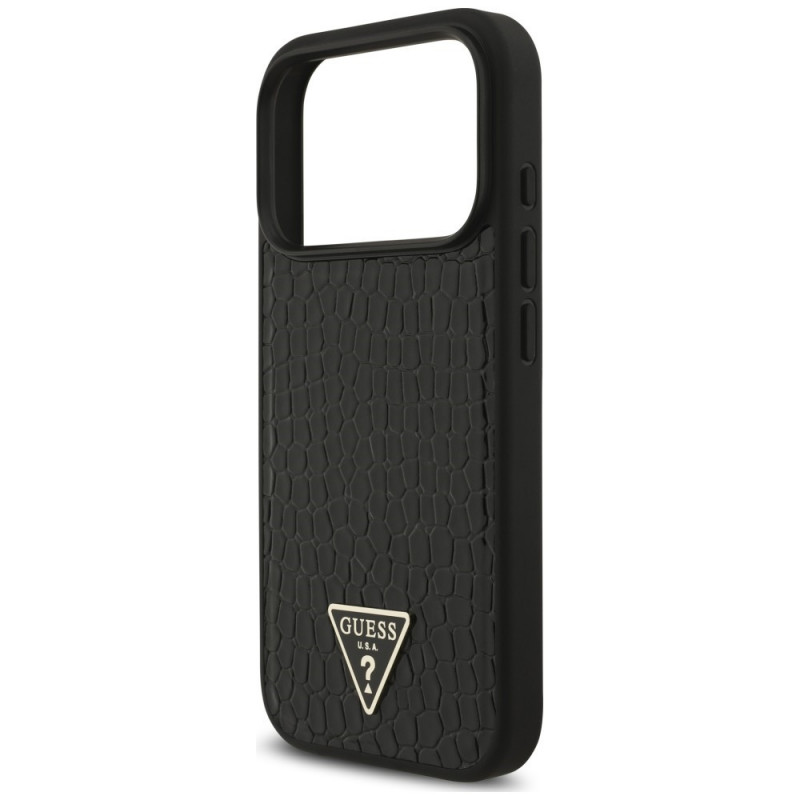 Guess Croco Triangle Logo MagSafe vāciņš Apple iPhone 18 Pro Max / 17 Pro Max, melns