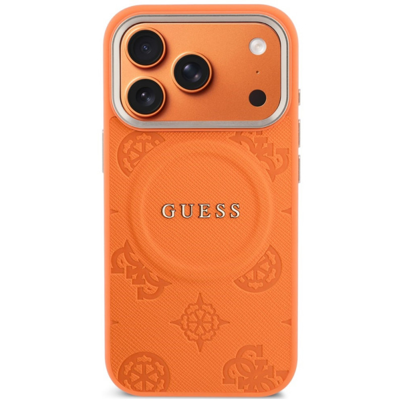 Guess Peony Hot Stamp MagSafe vāciņš Apple iPhone 18 Pro Max / 17 Pro Max, oranžs