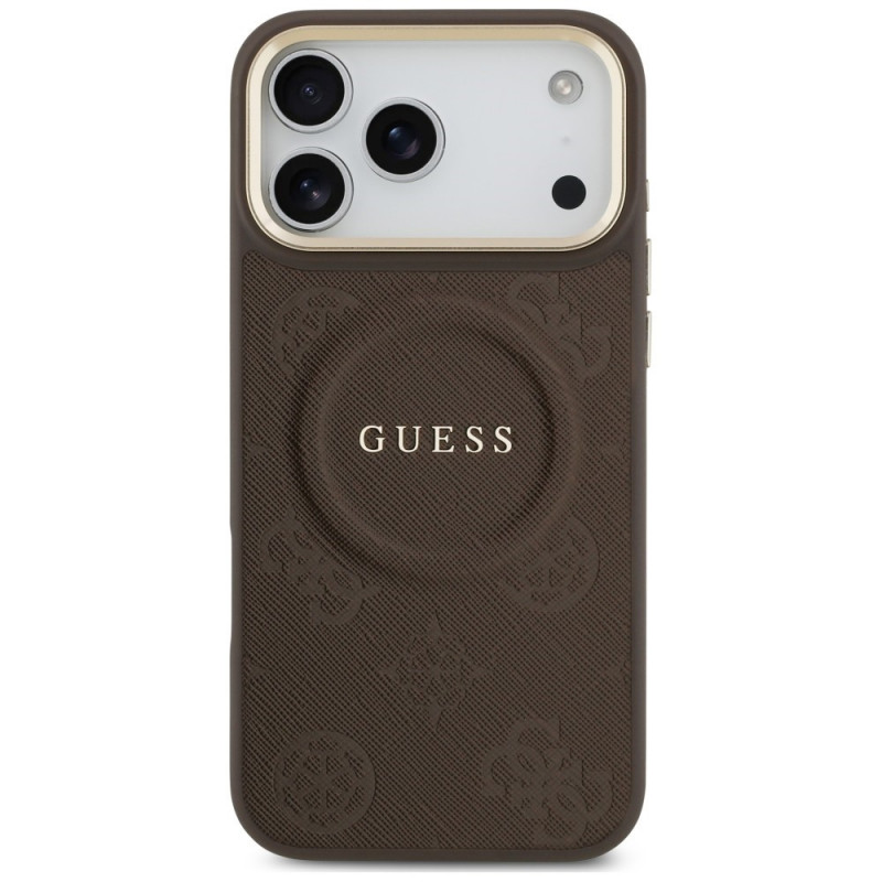 Guess Peony Hot Stamp MagSafe apvalks Apple iPhone 18 Pro Max / 17 Pro Max, brūns