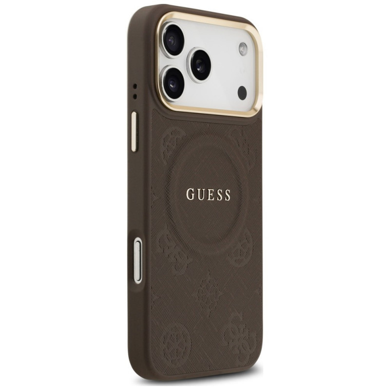 Guess Peony Hot Stamp MagSafe apvalks Apple iPhone 18 Pro Max / 17 Pro Max, brūns