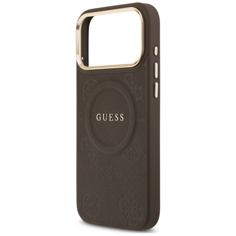 Guess Peony Hot Stamp MagSafe apvalks Apple iPhone 18 Pro Max / 17 Pro Max, brūns