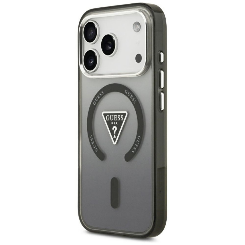 Guess IML Gradient Triangle Logo MagSafe vāciņš Apple iPhone 18 Pro Max / 17 Pro Max, melns