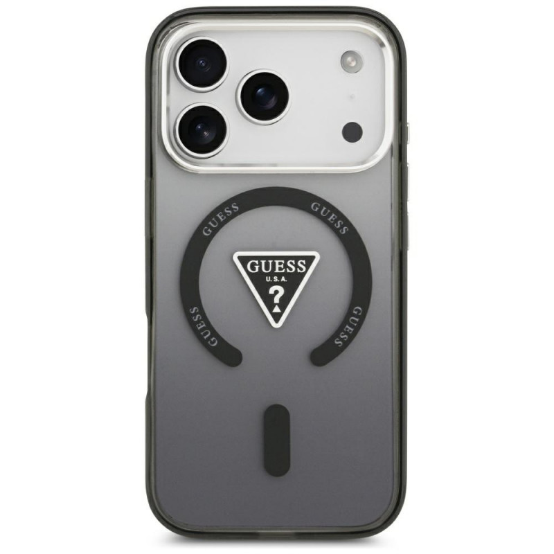 Guess IML Gradient Triangle Logo MagSafe vāciņš Apple iPhone 18 Pro Max / 17 Pro Max, melns