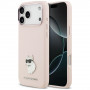 Karl Lagerfeld silikona Choupette Metal Pin apvalks Apple iPhone 18 Pro Max / 17 Pro Max, rozā
