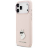 Karl Lagerfeld silikona Choupette Metal Pin apvalks Apple iPhone 18 Pro Max / 17 Pro Max, rozā
