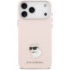 Karl Lagerfeld silikona Choupette Metal Pin apvalks Apple iPhone 18 Pro Max / 17 Pro Max, rozā