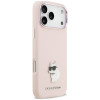 Karl Lagerfeld silikona Choupette Metal Pin apvalks Apple iPhone 18 Pro Max / 17 Pro Max, rozā