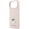 Karl Lagerfeld silikona Choupette Metal Pin apvalks Apple iPhone 18 Pro Max / 17 Pro Max, rozā