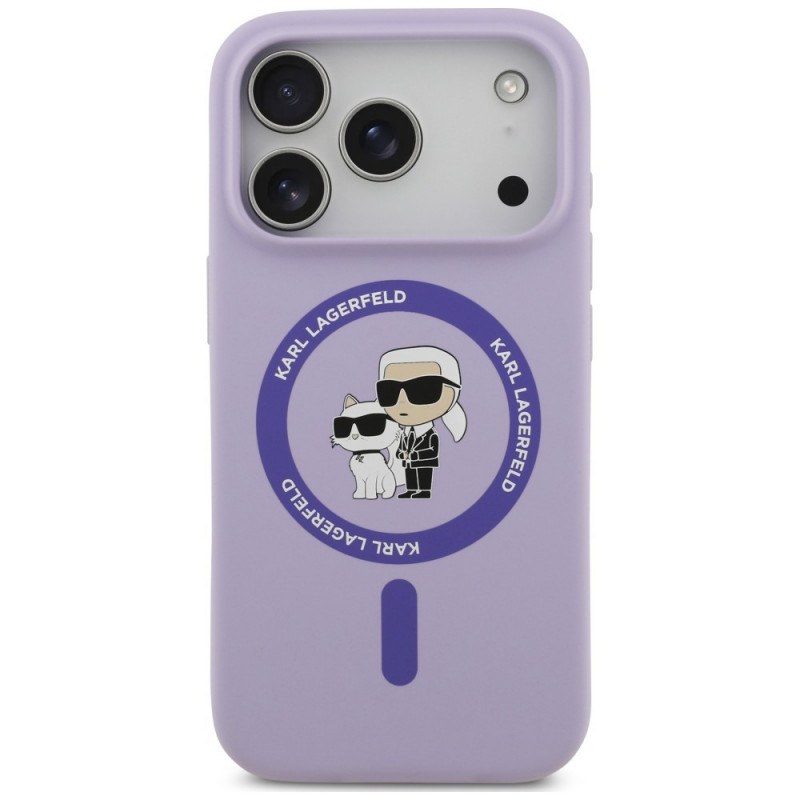 Karl Lagerfeld silikona Karl&Choupette Ring MagSafe vāciņš Apple iPhone 18 Pro / 17 Pro, purpura