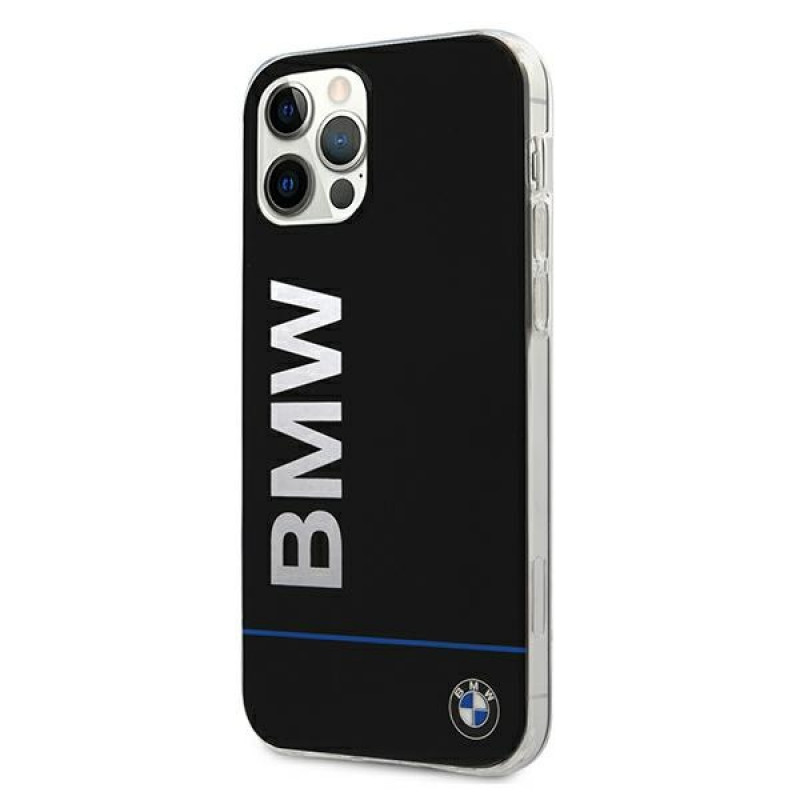 BMW BMHCP12MPCUBBK Signature uzdrukāts logotips cietais futrālis Apple iPhone 12 / 12 Pro, melns