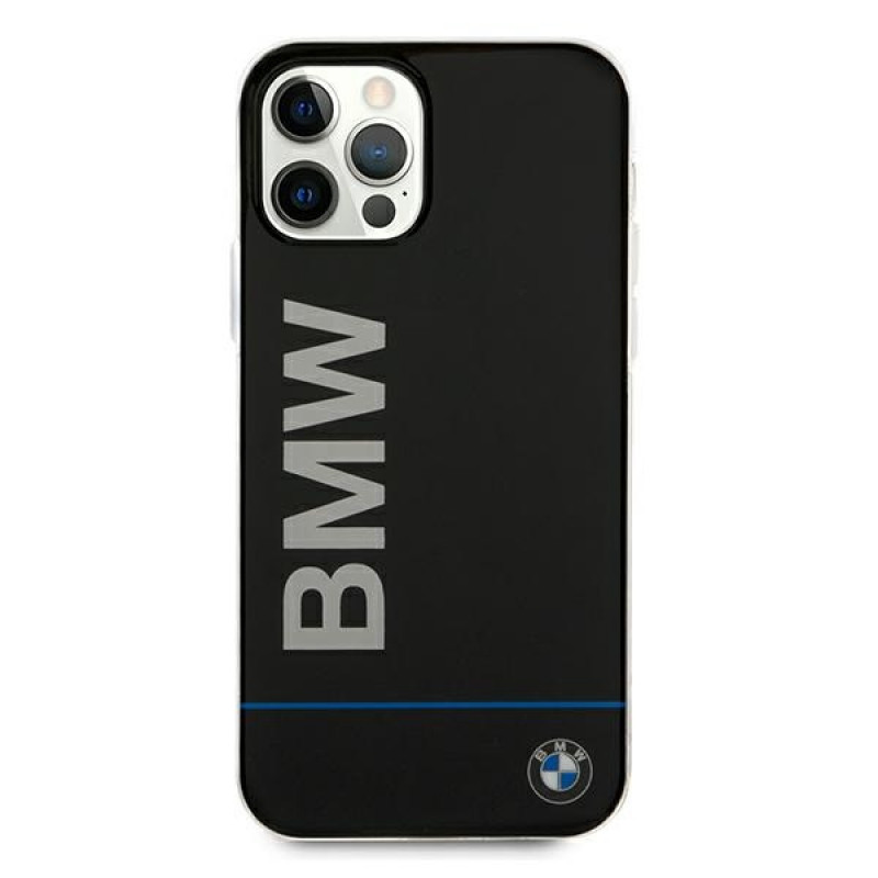 BMW BMHCP12MPCUBBK Signature uzdrukāts logotips cietais futrālis Apple iPhone 12 / 12 Pro, melns
